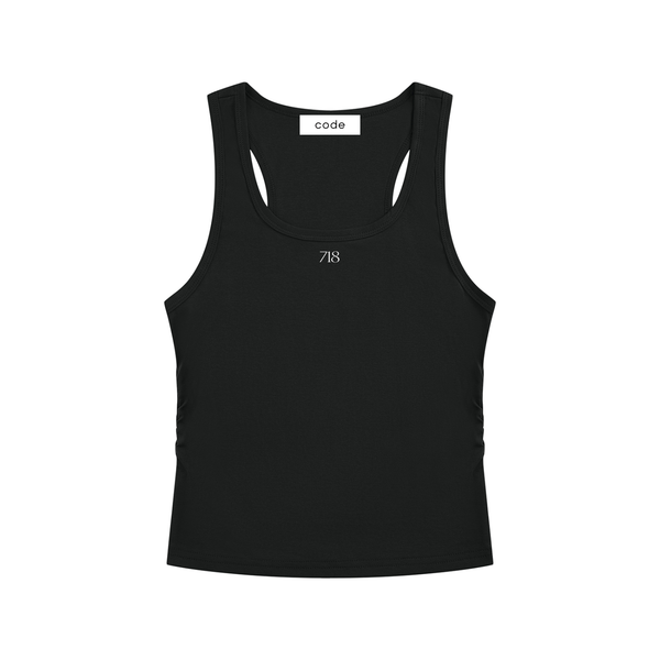 Women's Ruched Tank Top – Black | CODE 718