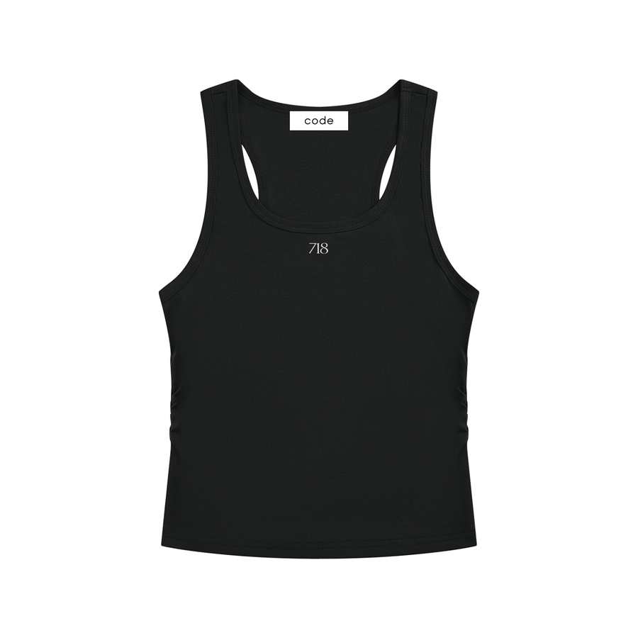 Women's Ruched Tank Top – Black | CODE 718