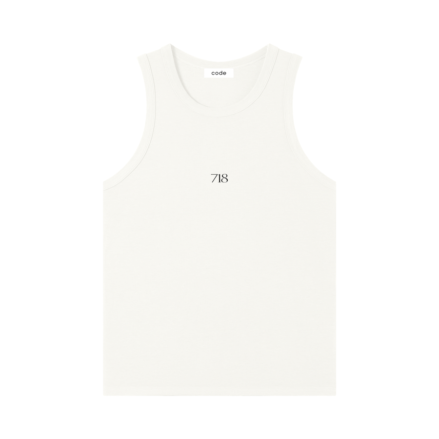 Men's White Tank Top | CODE 718