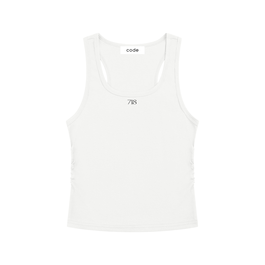 Women's Ruched Tank Top – White | CODE 718